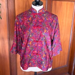 Vintage 60s 1960s Women's Hawaiian Shirt Blouse Tea Timer, Tropical, Extra Large